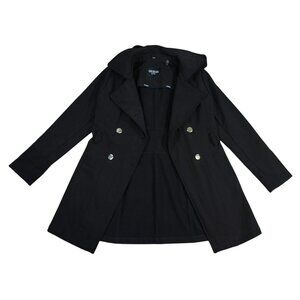 Guess Womens Black Vintage-Inspired Peacoat Coat Hood Gold Buttons Size M. NWOT
